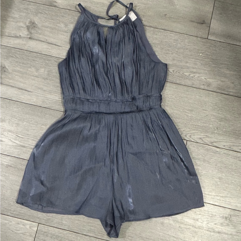 Blush Navy Halter Pleated Romper